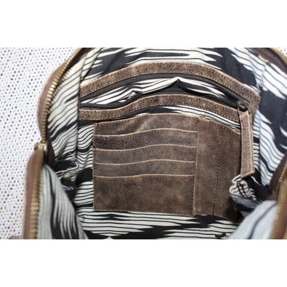 LATICO Distressed Leather Purse Messenger Laptop Bag Boho western Brown USA - Picture 8 of 8